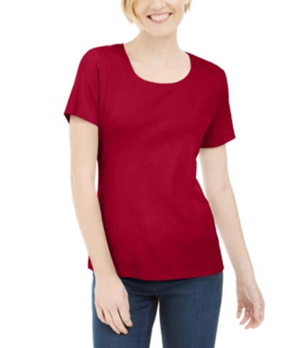 Karen Scott Short Sleeve Scoop Neck Top, Created For Macy's In New Red Amore