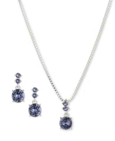 Nine West Boxed Necklace And Earring Set In Silver-tone