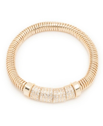 Nine West Boxed Pave Stretch Bracelet In Gold-tone