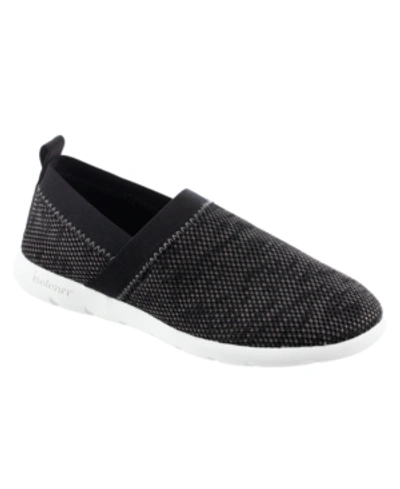 Isotoner Signature Zenz From Isotoner Women's Indoor/outdoor Elastic Sport Knit Elastic Slip-ons In Black