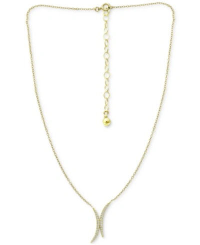 Giani Bernini Cubic Zirconia Double Curve 16" Statement Necklace, Created For Macy's In Gold Over Silver