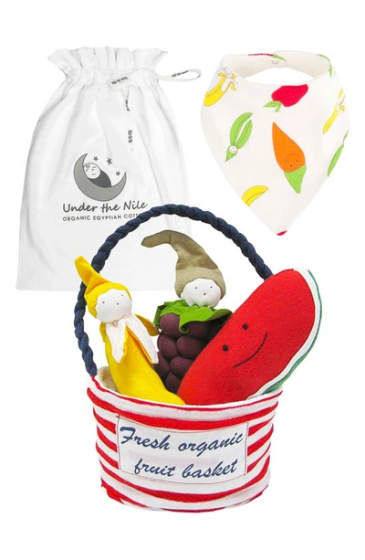 Under The Nile Babies' Fruit Food Plush Toys, Bib & Tote Set In Multicolor