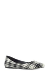 Nine West Women's Speakup Almond Toe Flats Women's Shoes In Black White Small Plaid