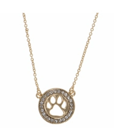 Pet Friends Jewelry Pave Paw Pendant In Gold-tone