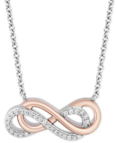 Hallmark Diamonds Tokens By  Infinity Strength Pendant (1/10 Ct. T.w.) In Sterling Silver & 14k Rose