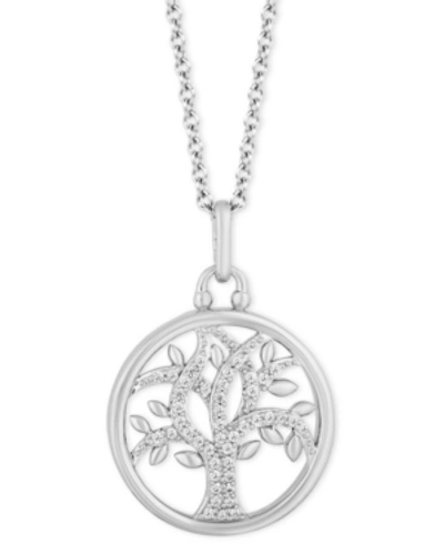 Hallmark Diamonds Tokens By  Family Tree Strength Pendant (1/6 Ct. T.w.) In Sterling Silver, 16" + 2"