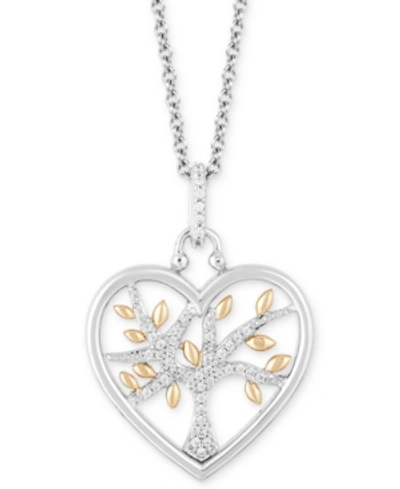 Hallmark Diamonds Tokens By  Heart Family Tree Strength Pendant (1/10 Ct. T.w.) In Sterling Silver &