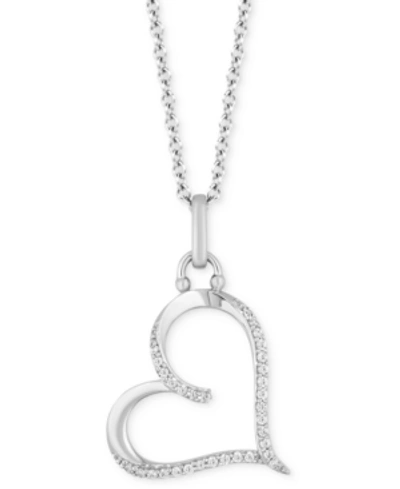 Hallmark Diamonds Tokens By  Heart Love Pendant (1/10 Ct. T.w.) In Sterling Silver, 16" + 2" Extender