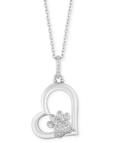 Hallmark Diamonds Tokens By  Paw Heart Love Pendant (1/10 Ct. T.w.) In Sterling Silver, 16" + 2" Exte