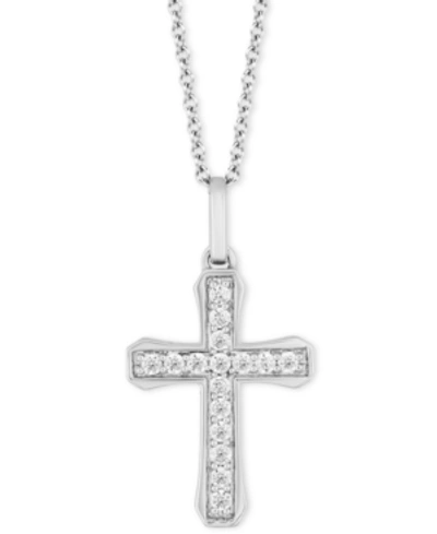 Hallmark Diamonds Tokens By  Cross Blessings Pendant (1/4 Ct. T.w.) In Sterling Silver, 16" + 2" Exte