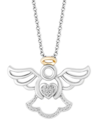 Hallmark Diamonds Tokens By  Angel Blessings Pendant(1/20 Ct. T.w.) In Sterling Silver & 14k Gold, 16