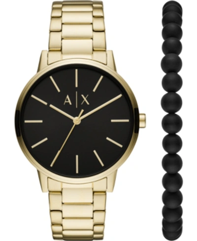 Ax Armani Exchange Men's Gold-tone Stainless Steel Bracelet Watch 42mm Gift Set