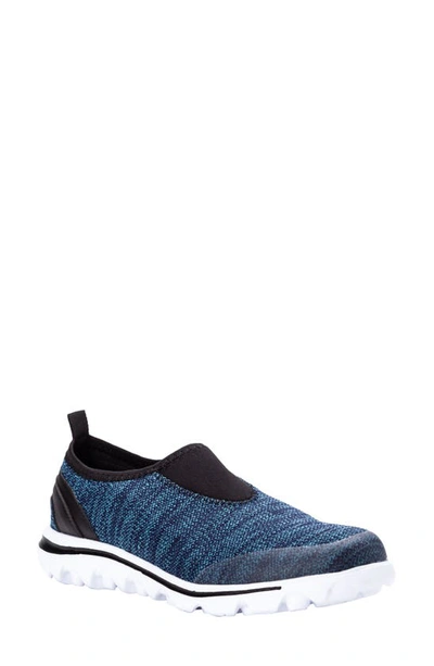 Propét Travelactiv Slip-on Sneaker In Blue Heather Fabric