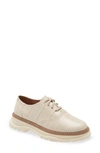 Linea Paolo Moira Oxford Flat In Cream Two Tone Sheepskin