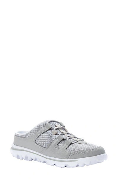 Propét Travelactiv Mesh Slide Sneaker In Grey Fabric