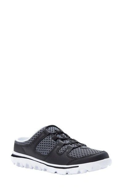 Propét Travelactiv Mesh Slide Sneaker In Black Fabric
