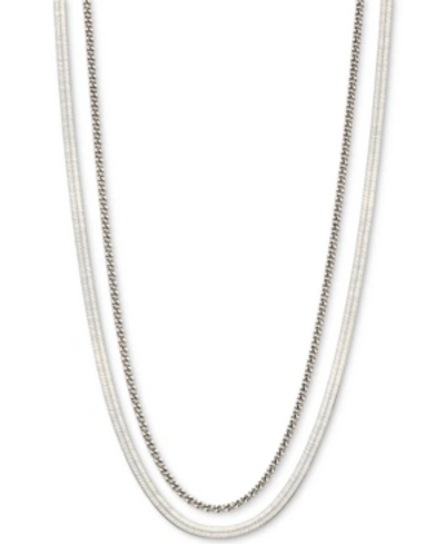 Ava Nadri Double Chain Layered Necklace, 16" + 2" Extender In Silver