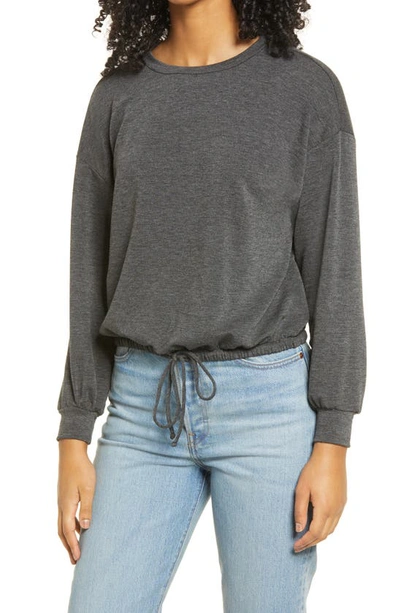All In Favor French Terry Drawstring Pullover In Charcoal