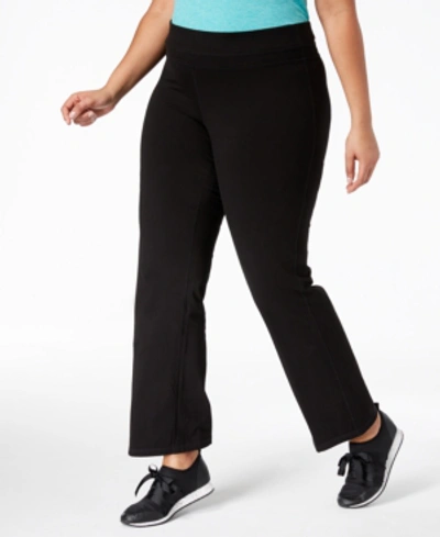 Ideology Plus Size Flex Stretch Active Yoga Pants, Created For Macy's In Black