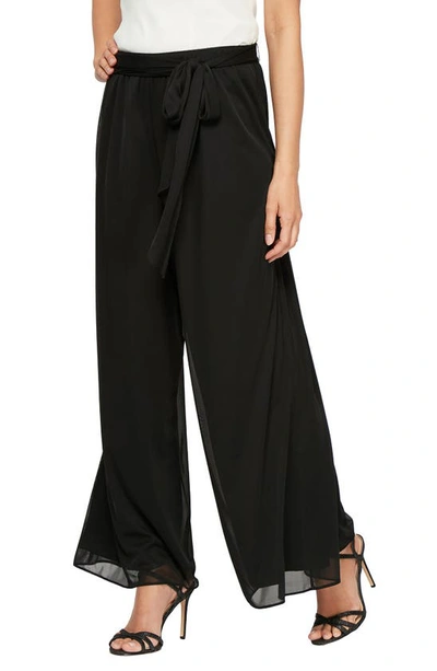 Alex Evenings Plus Size Mesh Waist-tie Trousers In Black