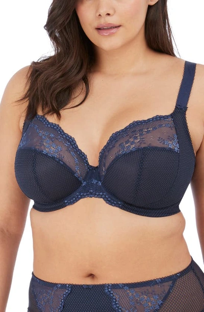 Elomi Full Figure Charley Stretch Lace Bra El4382, Online Only In Navy