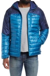 Outdoor Research Helium Water Resistant Hooded 800 Fill Down Jacket In Cascade/ Twilight