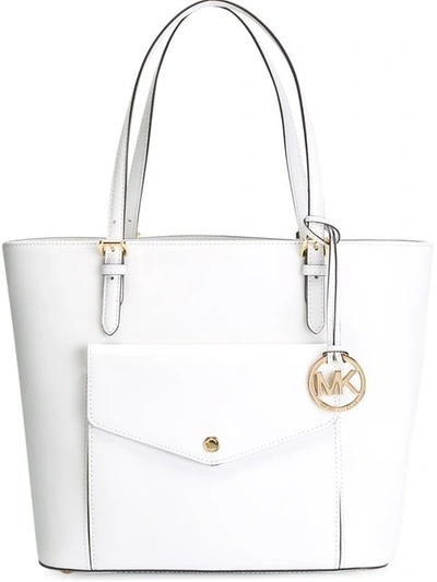 Michael Michael Kors Jet Set Large Saffiano Leather Tote In Optic White