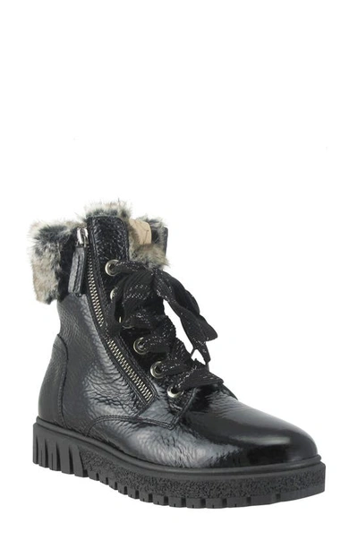 Ron White Isla Waterproof Crinkled Boot With Faux Fur Lining In Onyx
