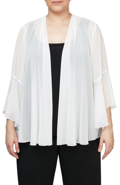 Alex Evenings Bell Sleeve Chiffon Cover-up Jacket In Ivory