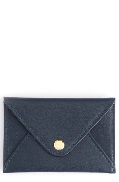Royce Leather Envelope Card Holder In Navy Blue