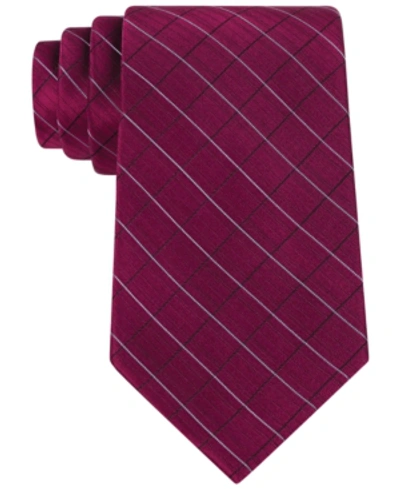 Calvin Klein Men's Slim Double Thread Dot Grid Silk Tie In Red