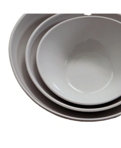 Euro Ceramica Highlands 3 Piece Serving Bowl Set In White