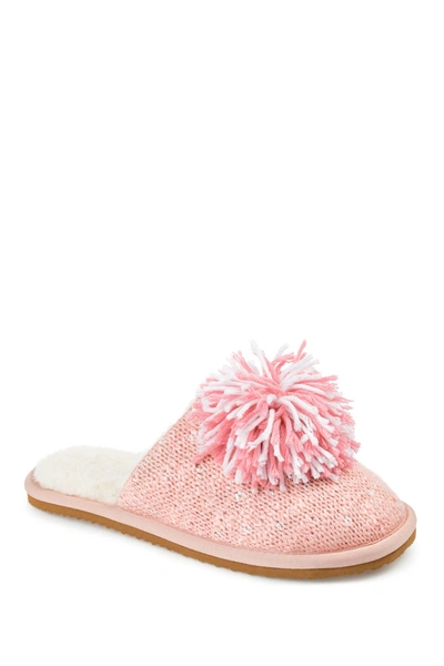 Journee Collection Journee Stardust Pompom Slipper In Pink