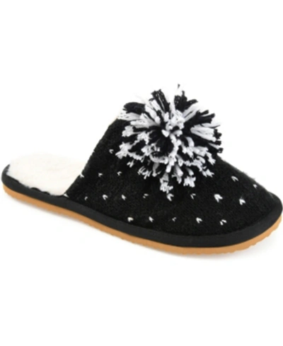 Journee Collection Journee Stardust Pompom Slipper In Black