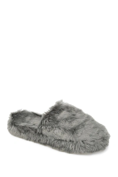 Journee Collection Cozey Faux Fur Slipper In Grey