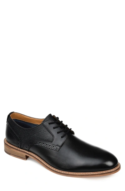 Thomas & Vine Men's Clayton Wide Width Plain Toe Brogue Derby Shoe In Black