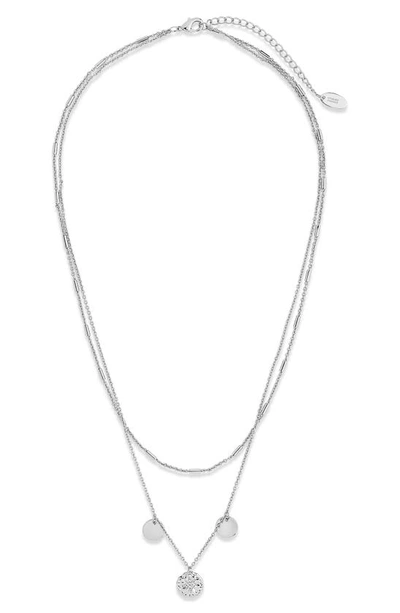 Sterling Forever Polaris Double Layer Charm Necklace In Silver