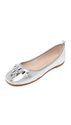 Marc Jacobs Cleo Studded Metallic Ballerina Flat In Silver