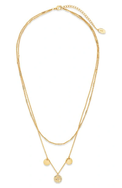 Sterling Forever Polaris Pendant Layered Necklace In Gold