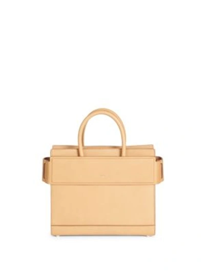 Givenchy Horizon Small Grained Leather Satchel In Medium Beige