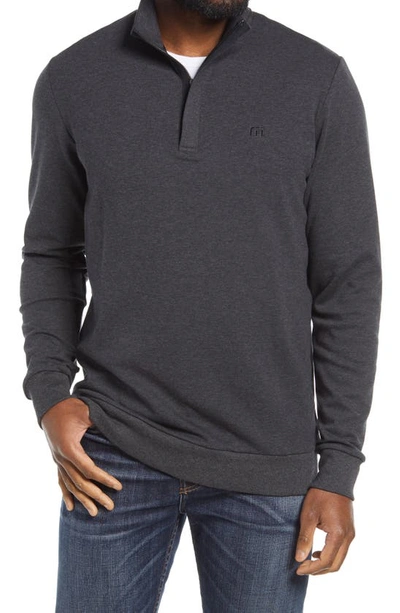Travismathew Cloud 2.0 Quarter Zip Pullover In Heather Dark Grey