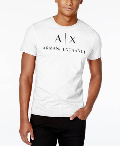 Ax Armani Exchange Men's Graphic-print Logo T-shirt In White With Black Text