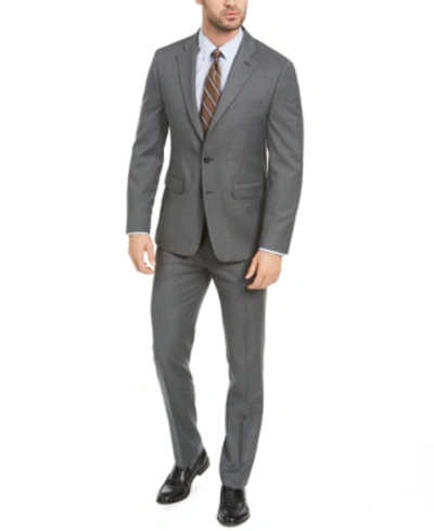 Van Heusen Men's Slim-fit Flex Stretch Wrinkle-resistant Suits In Black / White Tic