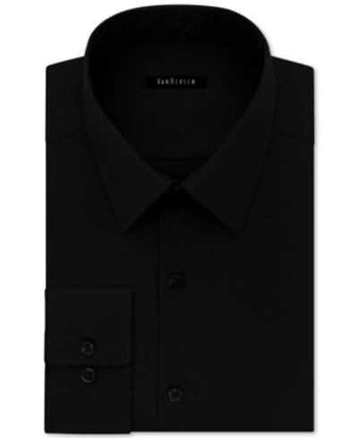 Van Heusen Men's Classic-fit Wrinkle Free Flex Collar Stretch Solid Dress Shirt In Black