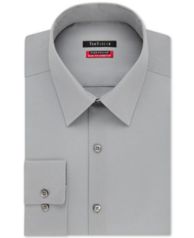 Van Heusen Men's Classic-fit Wrinkle Free Flex Collar Stretch Solid Dress Shirt In Sable