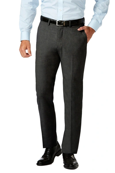 Haggar J.m.  Slim Fit 4-way Stretch Flat Front Dress Pants In Charcoal Heather