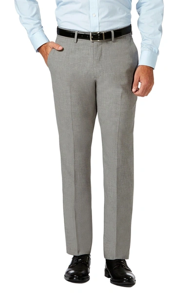 Haggar J.m.  Slim Fit 4-way Stretch Flat Front Dress Pants In Light Grey