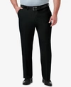 Haggar Men's Big & Tall Premium Comfort Stretch Classic-fit Solid Flat Front Dress Pants In Black