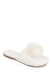 Journee Collection Nightfall Faux Fur Pompom Slipper In Cream