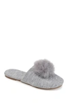 Journee Collection Nightfall Faux Fur Pompom Slipper In Gray